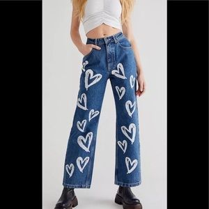 The Ragged Priest Heart Painted Jeans - NWT